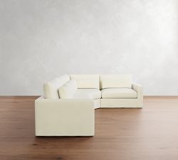 Westwood Square Arm Deep Seat Slipcovered 3-Piece Wedge Sectional (133&quot;)