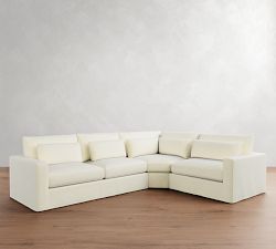 Westwood Square Arm Deep Seat Slipcovered 3-Piece Wedge Sectional (133&quot;)