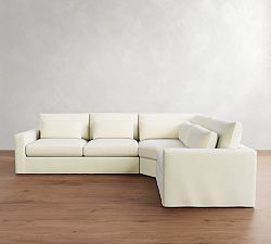 Westwood Square Arm Deep Seat Slipcovered 3-Piece Wedge Sectional (133&quot;)