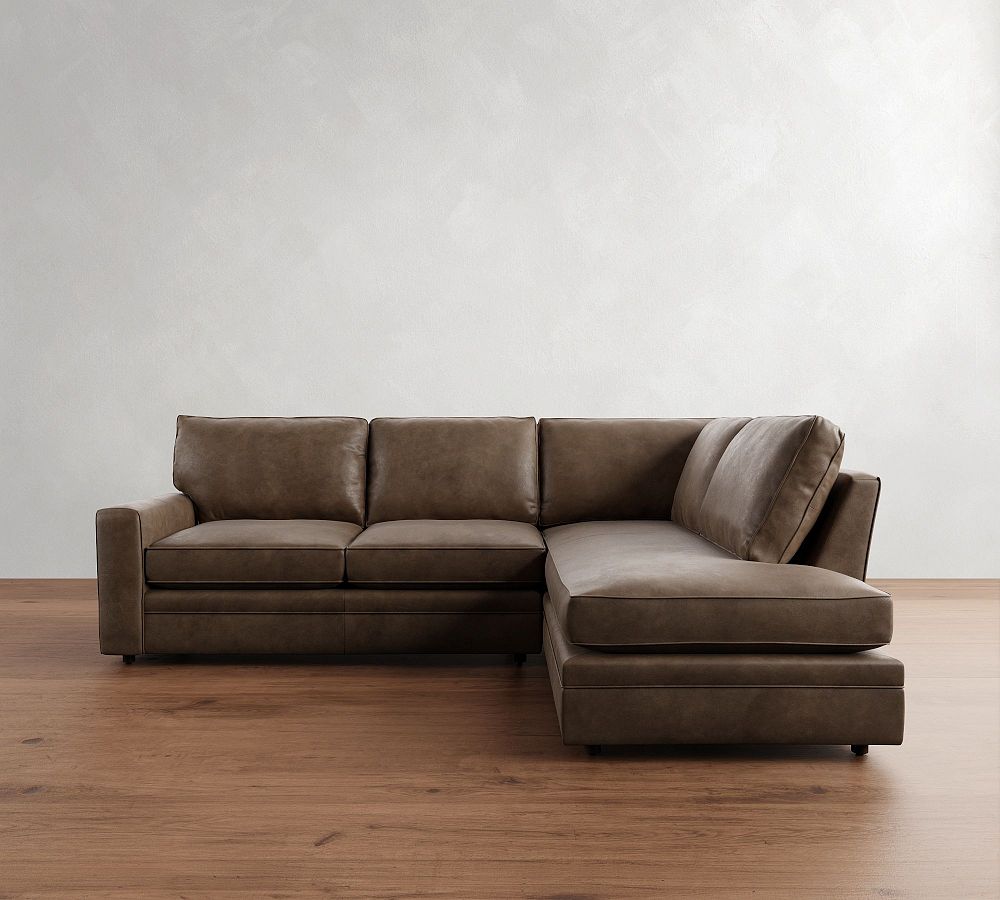 Pearce Square Arm Leather Return Bumper Sectional (112&quot;)
