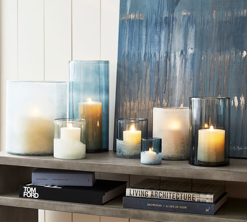 Montauk Frosted Handcrafted Glass Hurricane Candle Holder
