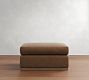 Carmel Slim Arm Leather Wood Base Sectional Ottoman