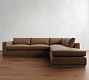 Carmel Wide Arm Leather Wood Base Return Bumper Sectional (113&quot;&ndash;125&quot;)