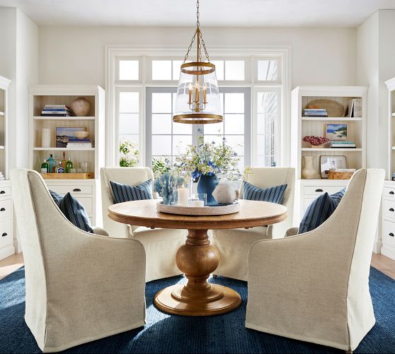Heritage Farmhouse Pedestal Extending Dining Table (56"-76")