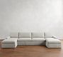 PB Comfort Square Arm Slipcovered Double Chaise Sectional (131&quot;&ndash;165&quot;)