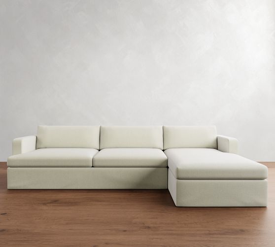 Serene Slipcovered Chaise Sectional (114"–136")