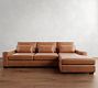 Big Sur Square Arm Deep Seat Leather Chaise Sectional (115&quot;&ndash;157&quot;)