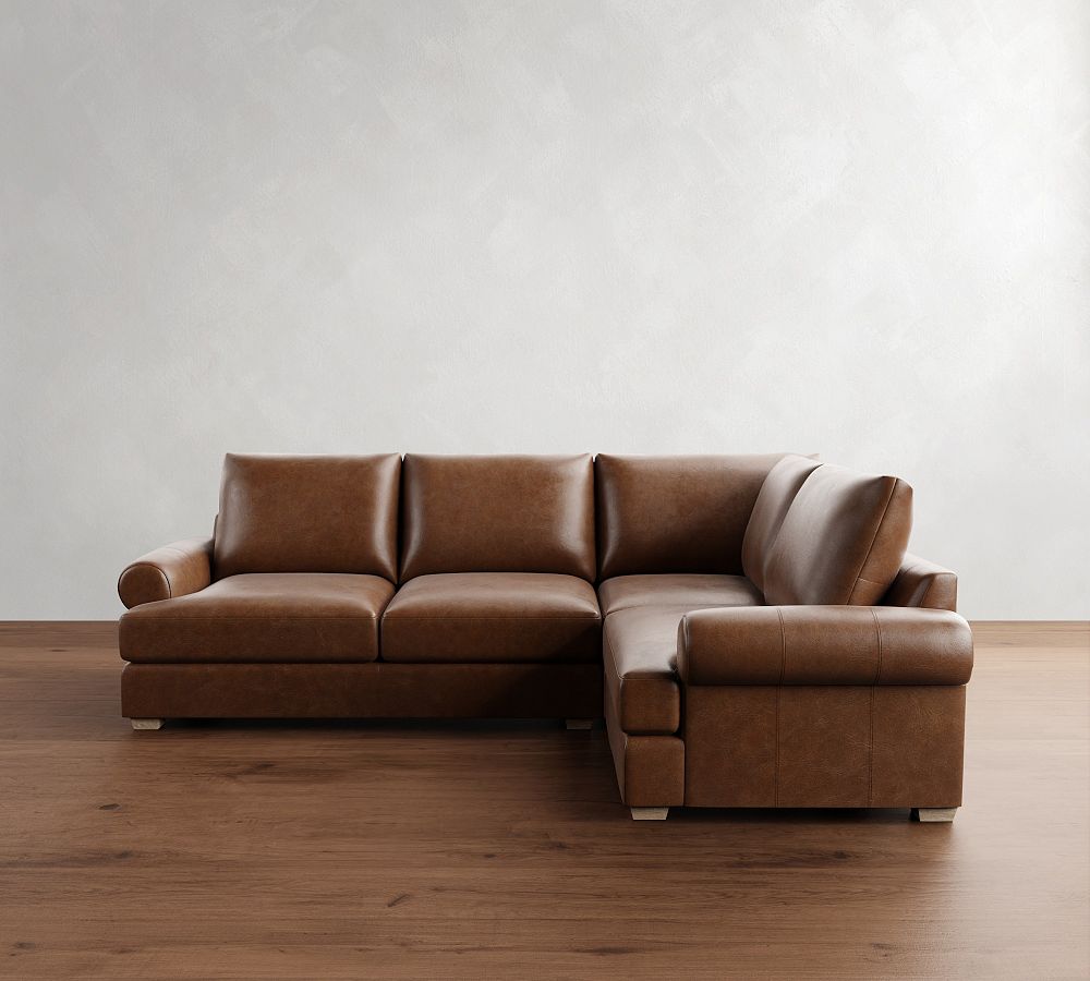 Canyon Roll Arm Leather 3-Piece Sectional (122&quot;)