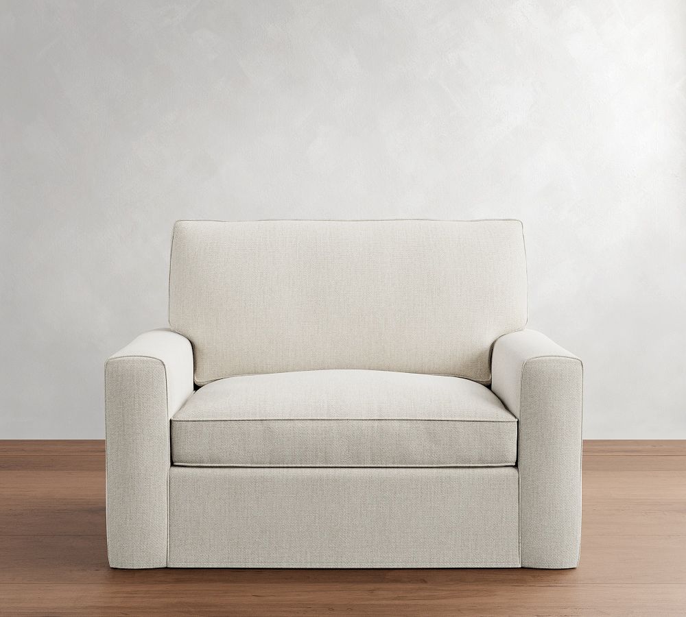 Pearce Square Arm Slipcovered Twin Sleeper Sofa with Memory Foam Mattress (58&quot;)