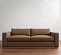 Carmel Wide Arm Leather Wood Base Sofa (62&quot;&ndash;122&quot;)