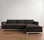 Jake Leather Seadrift Wood Base Chaise Sectional (111&quot;&ndash;121&quot;)