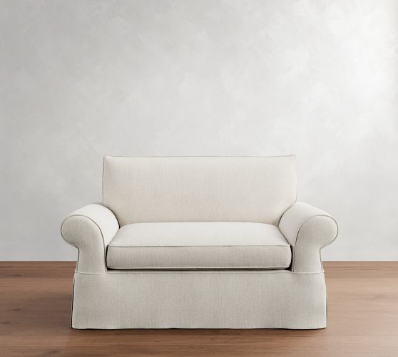 Pearce Roll Arm Slipcovered Single Sleeper Sofa with Memory Foam Mattress (64")