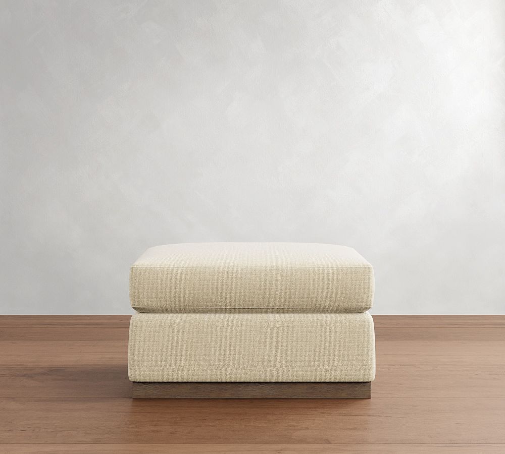 Carmel Wide Arm Wood Base Ottoman