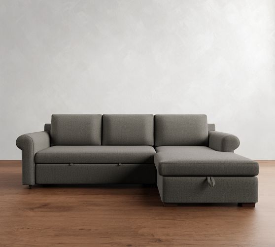 Shasta Roll Arm Trundle Chaise Sleeper Sectional - Storage Available (102")