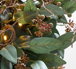 Faux Lit Eucalyptus and Green Berry Wreath &amp; Garland