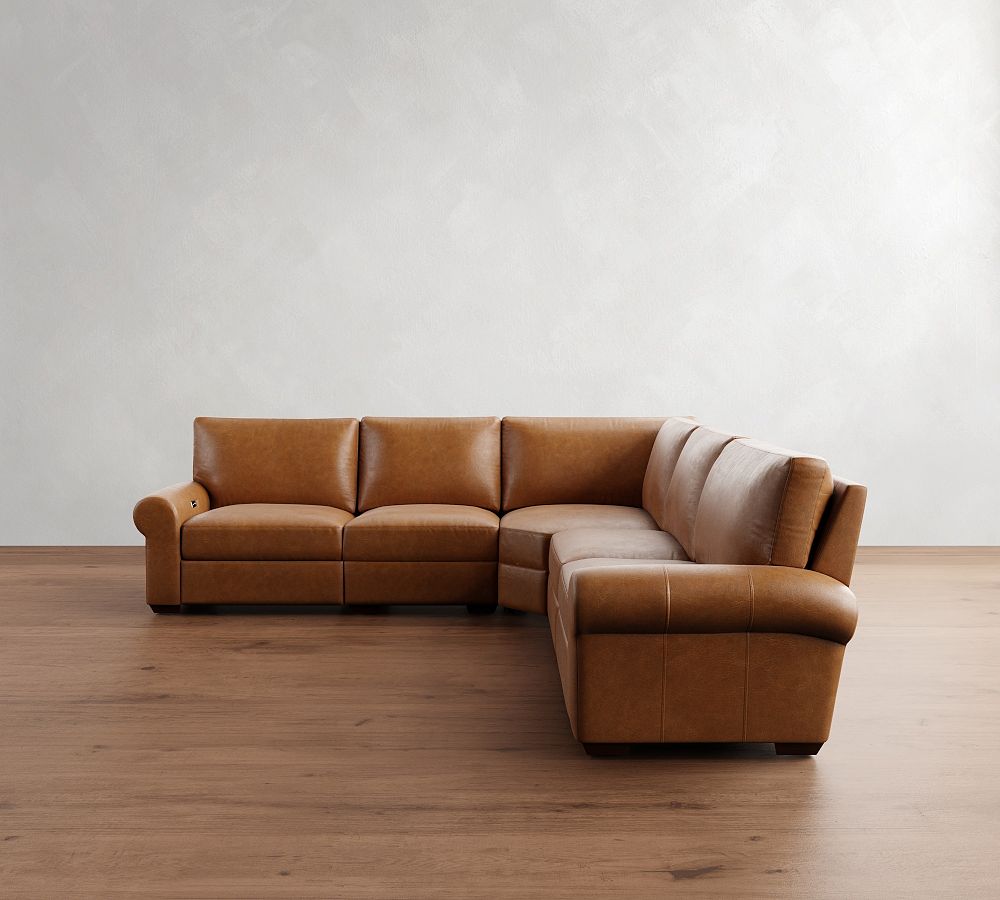 Big Sur Roll Arm Leather Power Reclining L-Shaped Sectional - Storage Available (122&quot;-134&quot;)