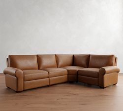Big Sur Roll Arm Leather Reversible Power Reclining Sectional - Storage Available (122&quot;-134&quot;)