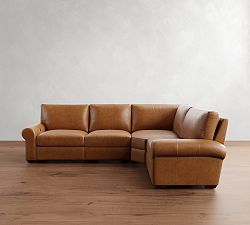 Big Sur Roll Arm Leather Reversible Power Reclining Sectional - Storage Available (122&quot;-134&quot;)