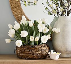 Faux Composed Tulips In Basket