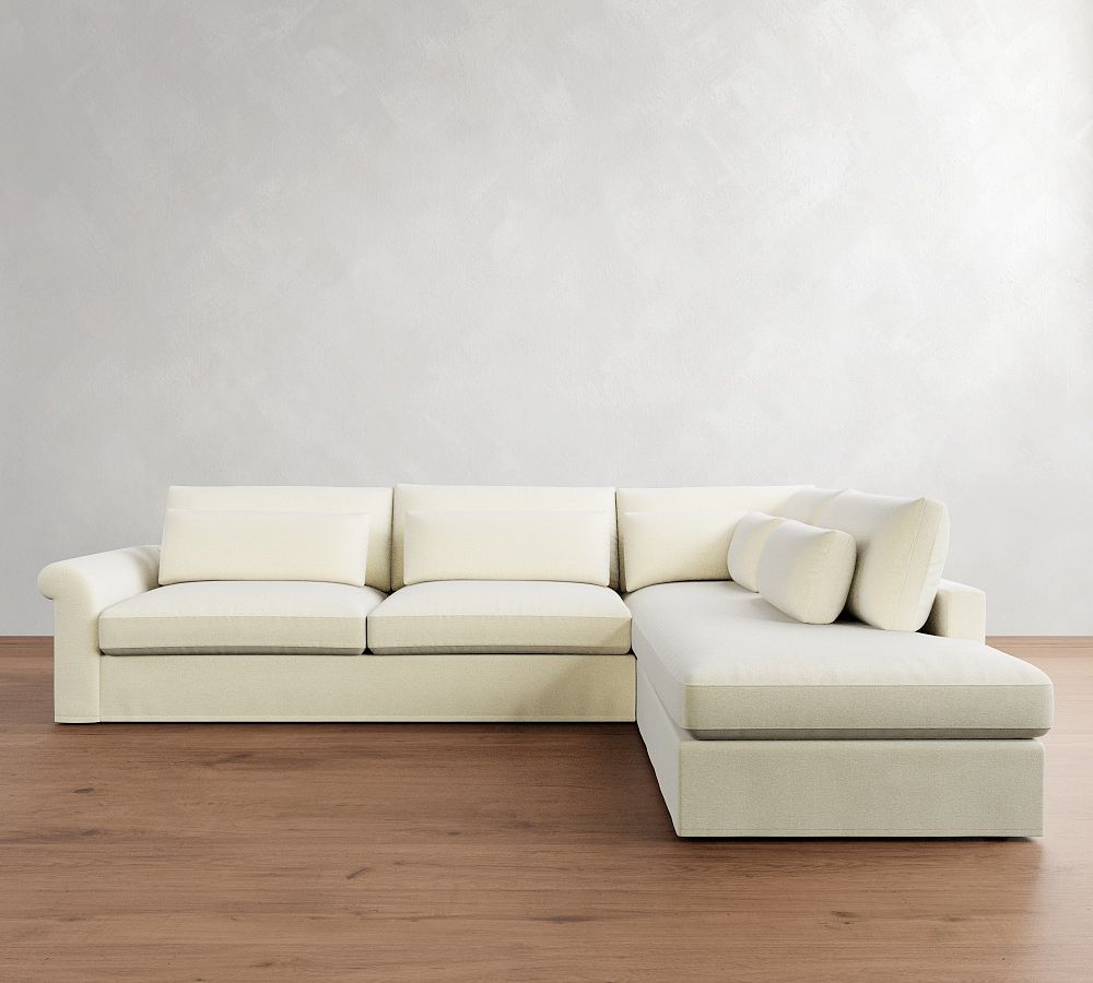 Westwood Roll Arm Deep Seat Slipcovered Return Bumper Sectional (125&quot;-137&quot;)