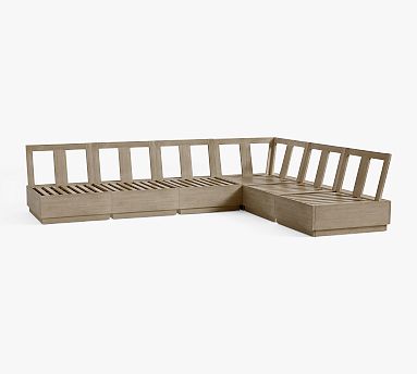 Indio Modern Wood Platform 6-Piece Outdoor Sectional Frame