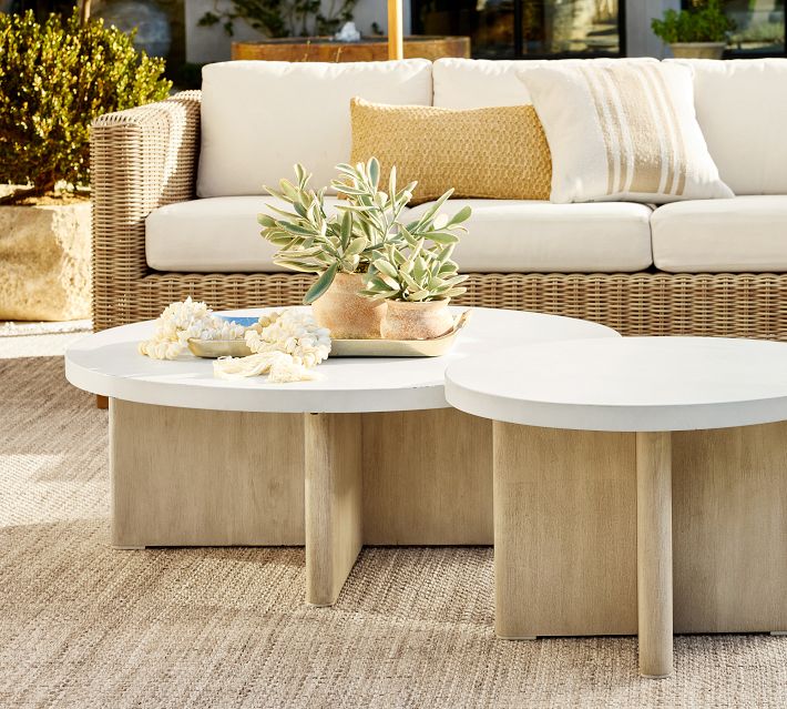 Cayman Concrete Eucalyptus Round Outdoor Side Table (26