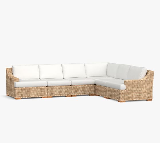 Huntington Wicker 6-Piece Slope Arm Outdoor Sectional (128")
