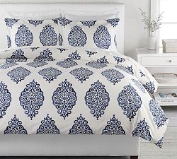Asher Medallion Percale Duvet Cover