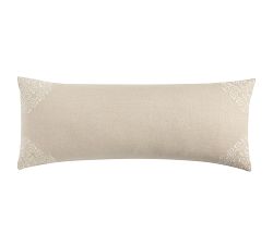 Belgian Linen Embroidered Lumbar Pillow Cover