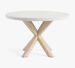 Abbott Concrete &amp; Acacia Petite Round Outdoor Dining Table (48&quot;)