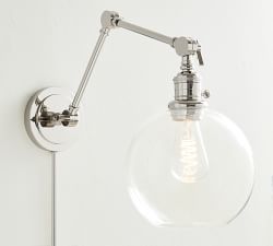 Glass Globe Plug-In Articulating Sconce (9'')