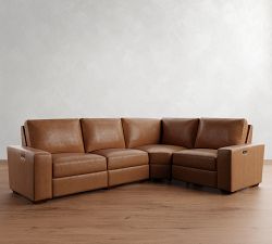 Big Sur Square Arm Leather Reversible Power Reclining Sectional (121&quot;-133&quot;)