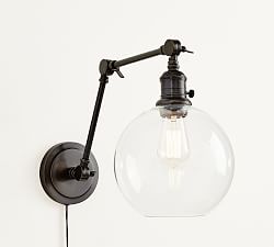 Glass Globe Plug-In Articulating Sconce (9'')