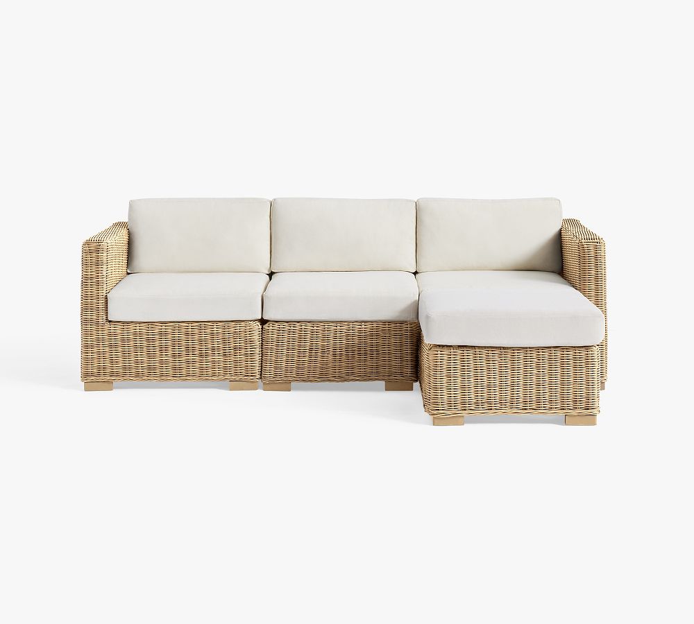 Huntington Wicker Square-Arm 4-Piece Outdoor Sectional (93&quot;)
