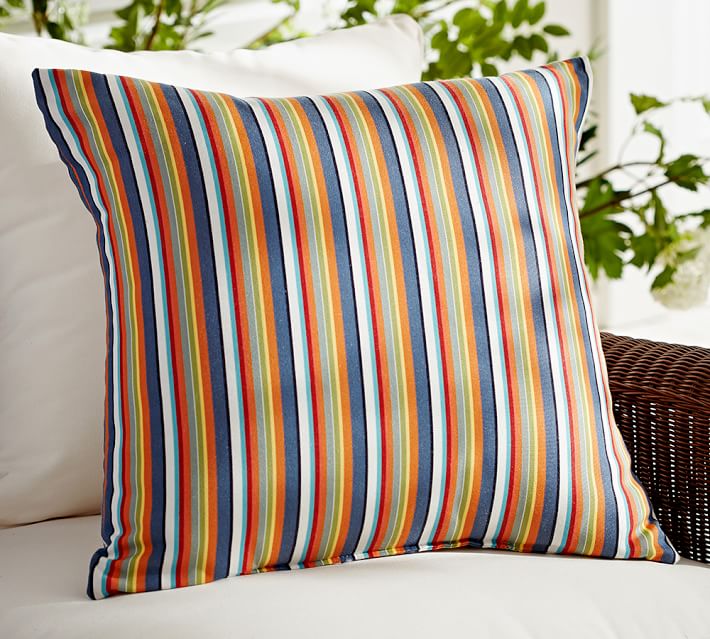 Sunbrella Newport Striped Outdoor Pillow Pottery Barn