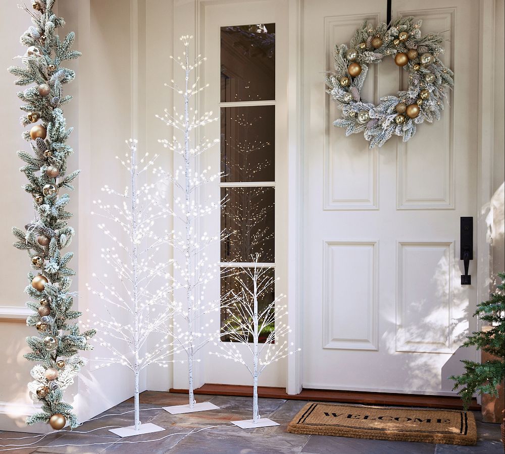 Lit Twinkling Twig White Birch Tree