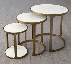 Porter Round Marble Nesting End Table (12&quot;- 21.5&quot;)