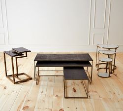 Porter Round Marble Nesting End Table (12&quot;- 21.5&quot;)