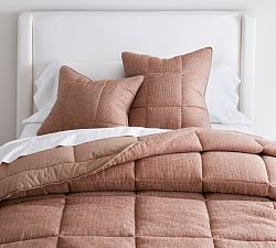 Open Box: European Flax Linen Waffle Comforter, Twin/Twin XL - Brick