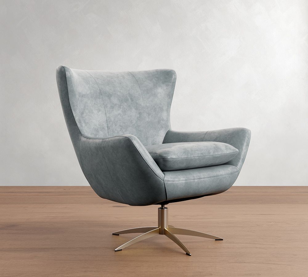 Wells Leather Swivel Chair | Pottery Barn