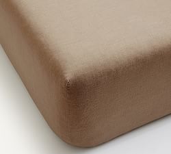 Open Box: Belgian Flax Linen Fitted Sheet, King - Toffee