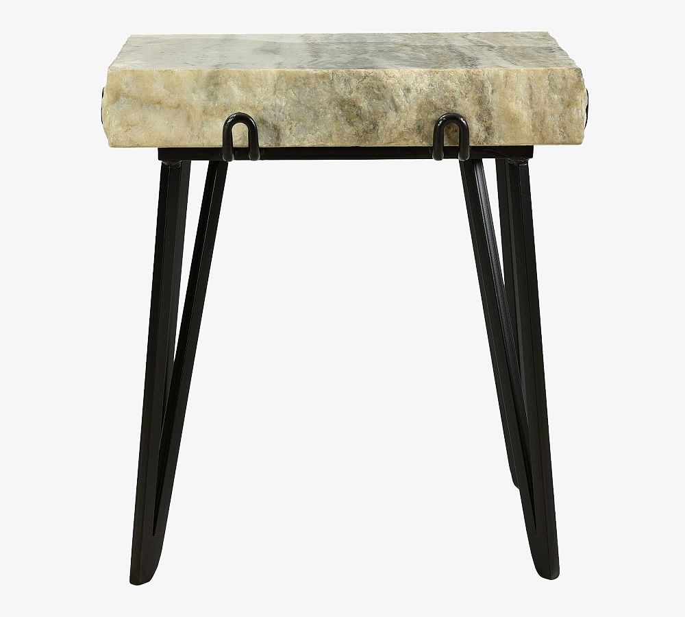 Open Box: Esquimalt 19" Marble Square End Table,19" w x 13" d x 21.5" h - Matte Black