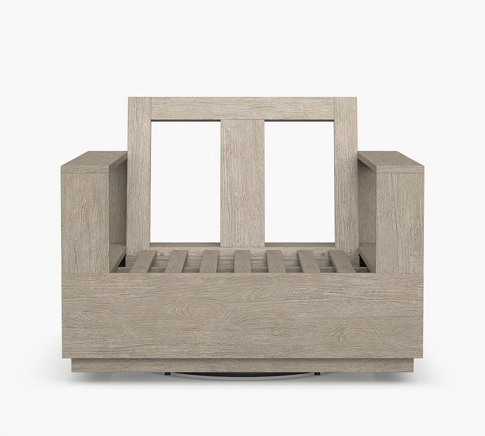Open Box: Indio Eucalyptus Modern Platform Swivel Outdoor Lounge Chair Frame, Individual - Weathered Gray