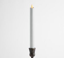 Open Box: Premium Flickering Flameless Wax Taper Candle, Single 8" - Light Gray