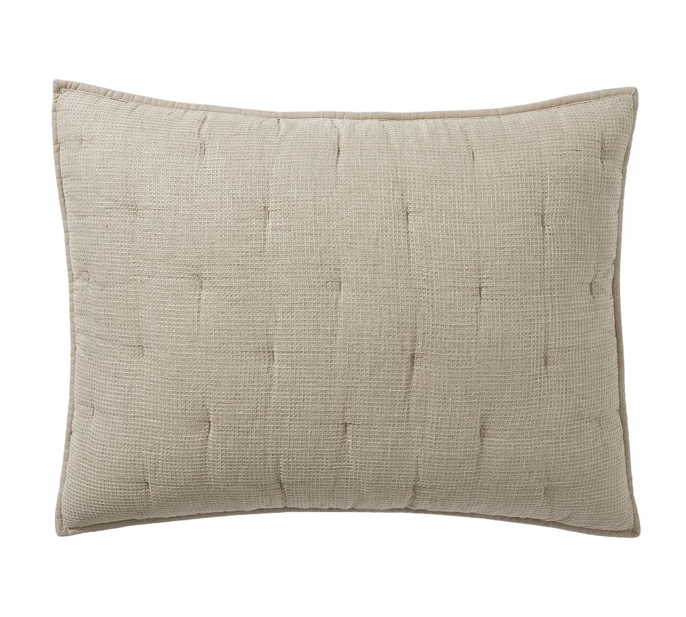 Open Box: European Flax Linen Waffle Quilted Sham, Standard, Set of 3 - Dark Flax