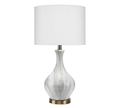 Murpheys Ceramic Table Lamp, White &amp; Grey Marbled Ceramic