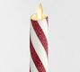 Premium Flickering Flameless Wax Taper Candle - Candy Striped