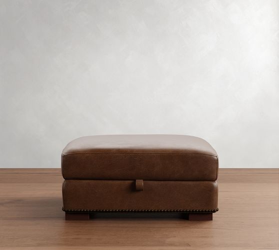 Turner Leather Storage Ottoman with Nailheads