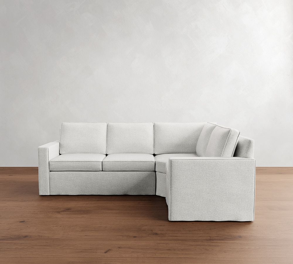Cameron Square Arm Slipcovered 3-Piece Wedge Sectional (108&quot;)