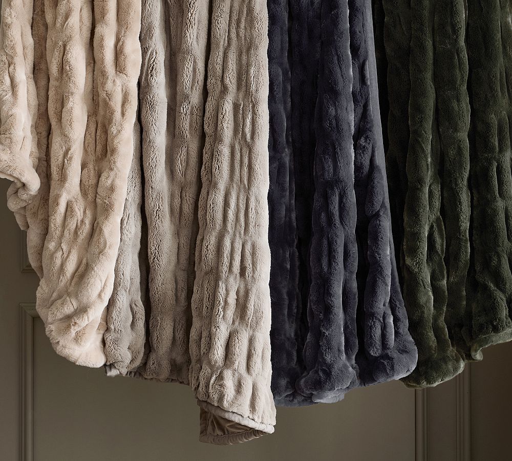 Faux Fur Ruched Oversized Throw